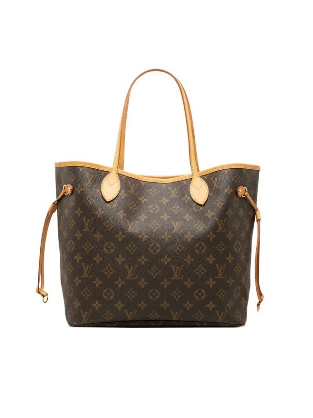 Louis Vuitton Monogram Neverfull MM Shoulder Bag Tote Brown Leather